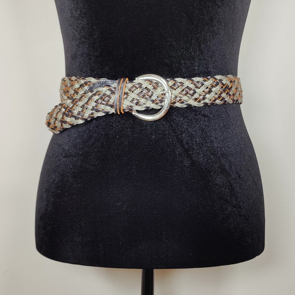 Another Line Woven Leather & Silver Mesh Belt S 34” Boho Western - Picture 8 of 8